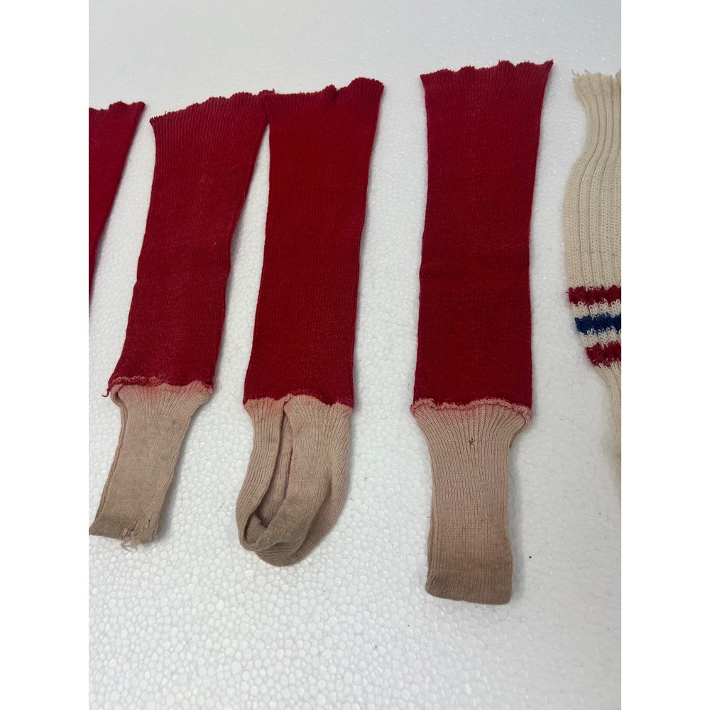 Vintage Baseball Stirrup Socks Lot Red White Striped Retro Athletic Tube High - Picture 10 of 11